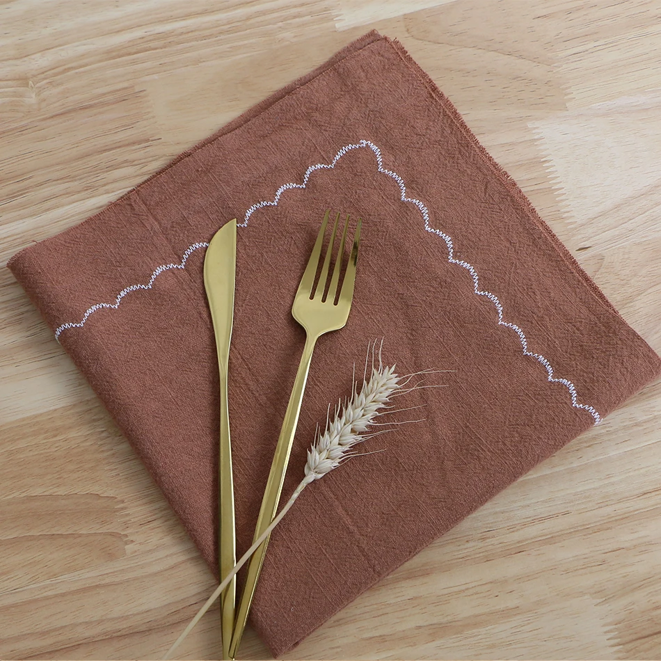 2PCS 40x40CM Thick Napkins Ramie Fabric Comfortable Soft Washable Durable Reusable Hemp for Kitchen Wedding Dining Home Party