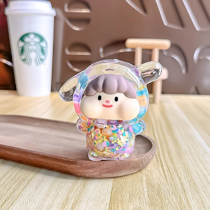 Candy Puppy Night Light Toys Cute Cartoon Design PVC Flowing Sand in Oil Style Desktop Decoration Glow in the Dark 8cm