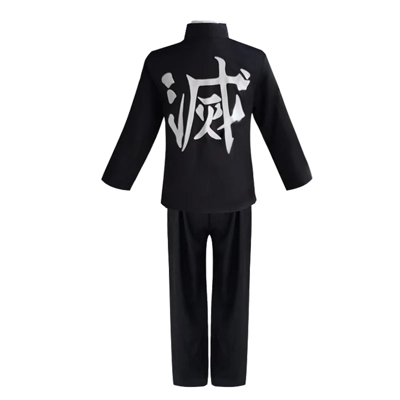 Genya Shinazugawa Cosplay Costume Demon  Uniform Black Purple Patchwork Full Set Halloween Carnival Party Outfit for Men view 3