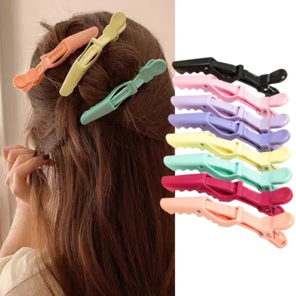 

6-Piece Set of Vivid Alligator Hair Clips Professional Hairdressing Grips for Salon Use Crocodile Hairpins Barber Supplies