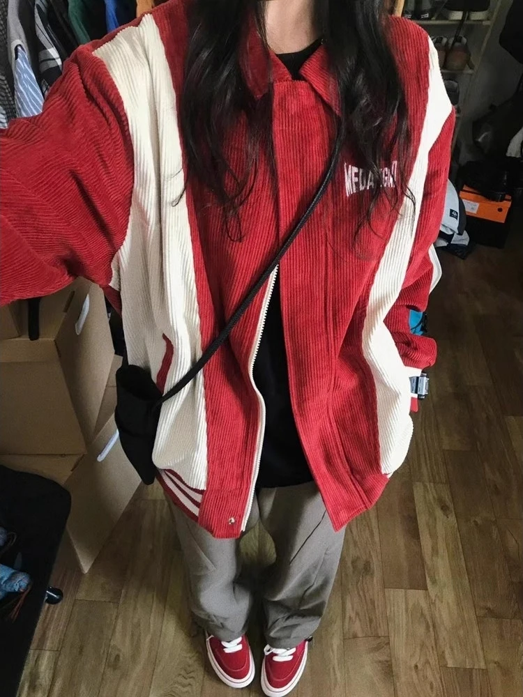 

Ретро-куртка-бомбер из вельвета винного цвета для женщин, новинка ранней осени, маленький размер, весна-осень, повседневная свободная куртка из хлопка