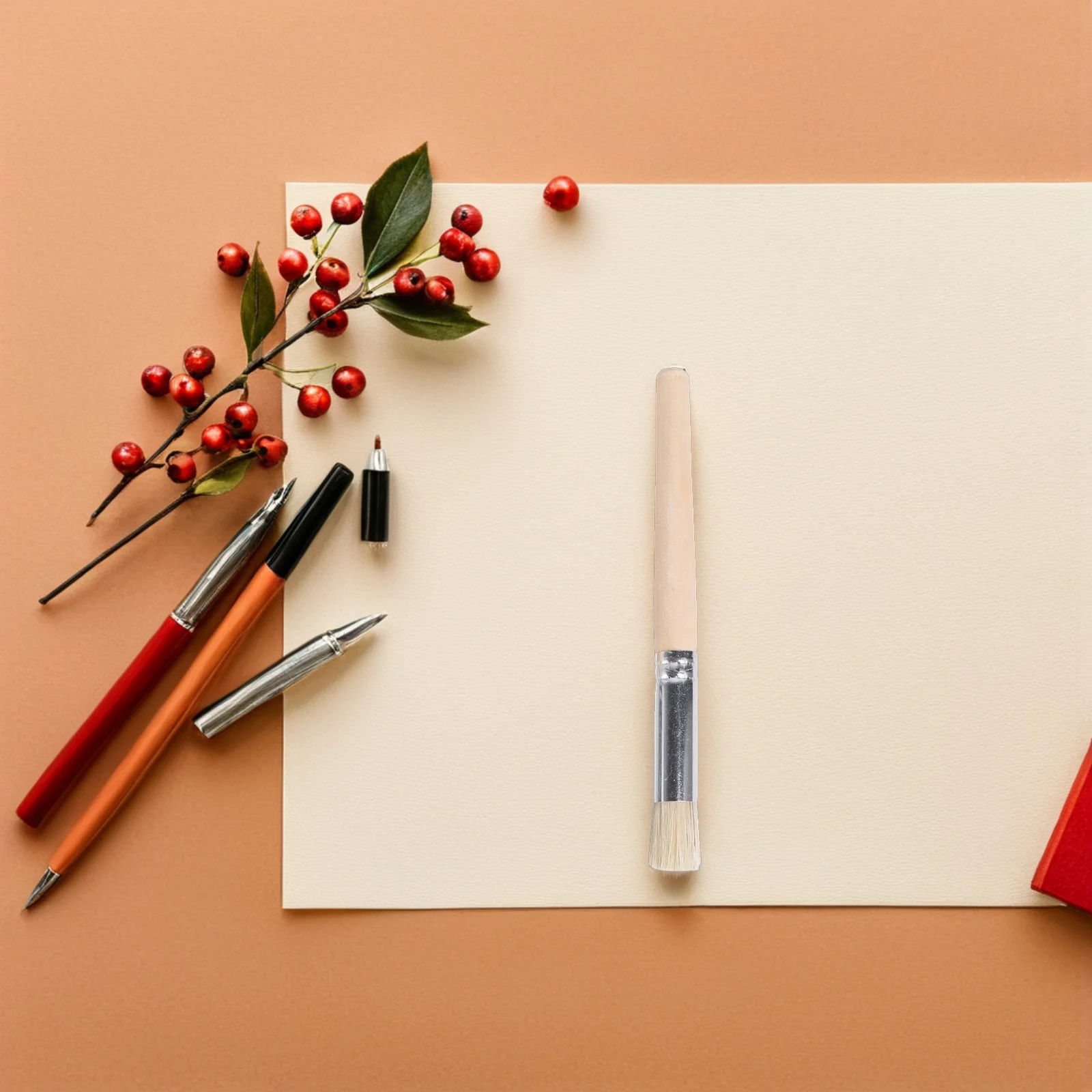 12本チョークブラシミニペイントブラシマルチサイズ木製ステンシルアーティスト用品詳細