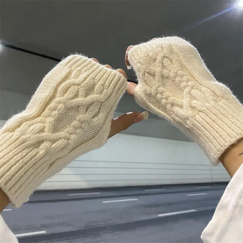 

Unisex Half Finger Gloves for Women Winter Soft Warm Wool Knitting Gloves Soft Warmer Half Finger Handschoenen Mitten Guantes