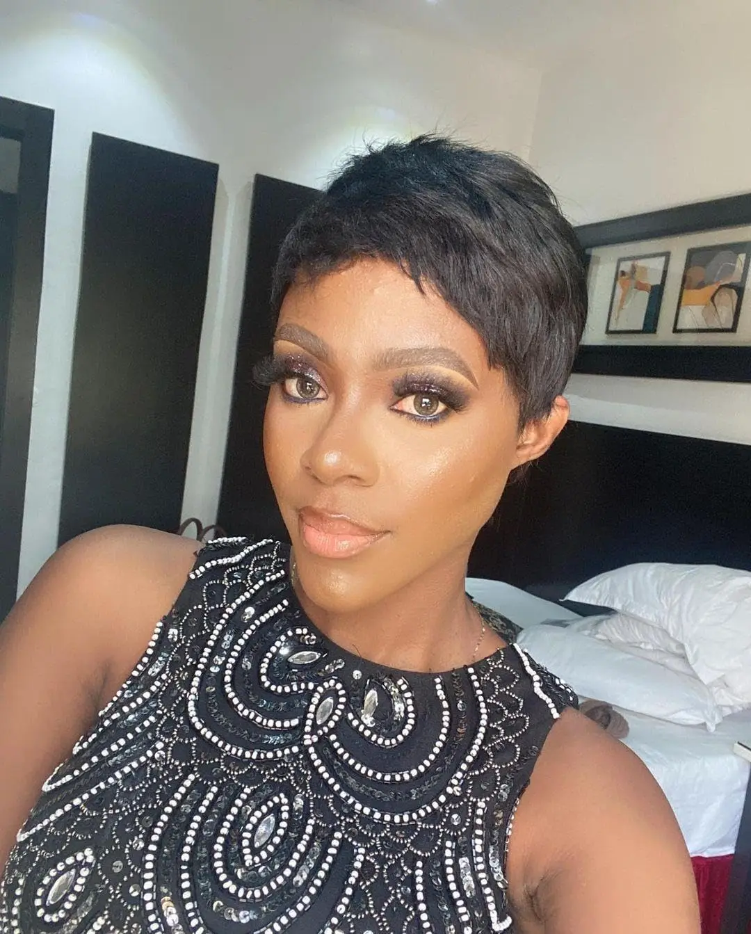 女性用ショート人毛機械製ピクシーウィッグ