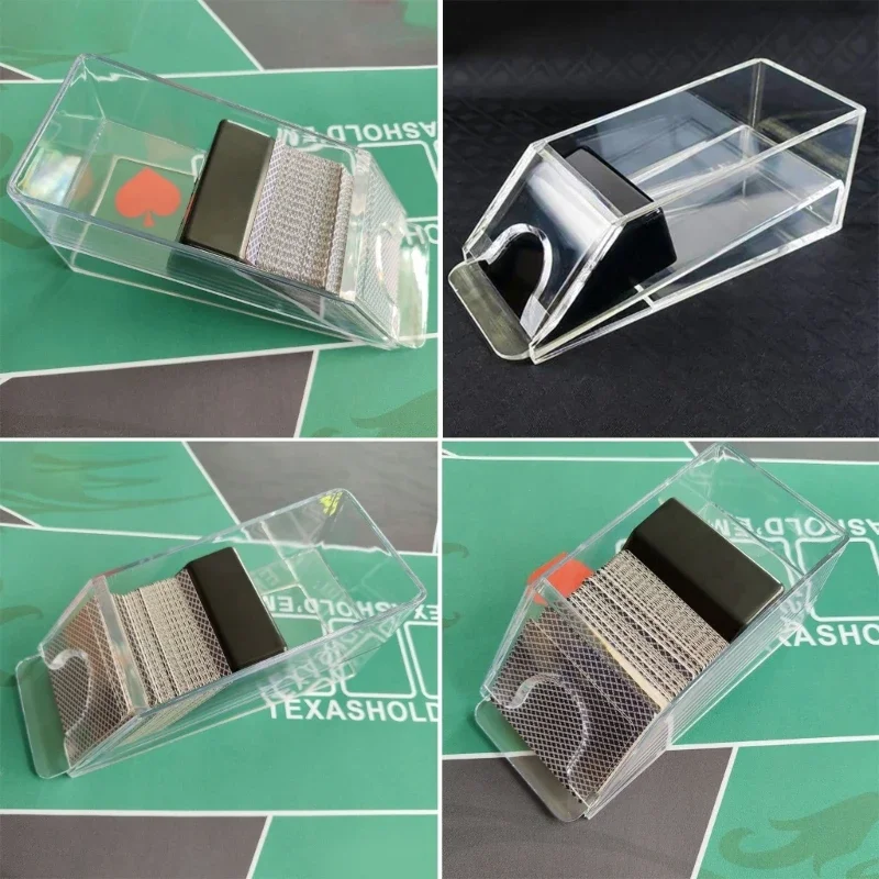 4/6-Deck Acrylic Blackjacks Dealing Shoe Pokers Dealer Playing Card Shuffler for Standard Size Pokers Deck Easy Use