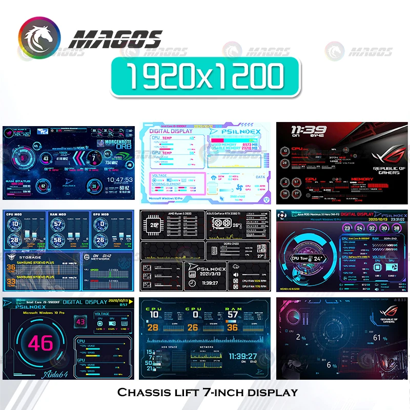 Pc Case Elektrische Auto Lifter Display 7 Inch Computer Secundaire Screen Temper Dynamic Video Monitoring Aida64 Voor Helios Chassis