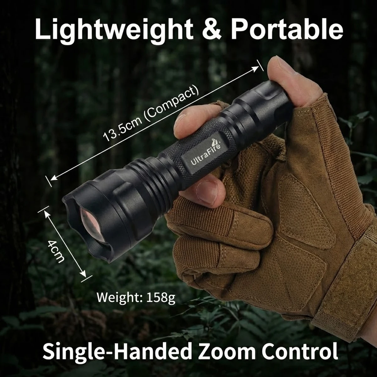 UltraFire UF-1505R Zoomable Red Light Hunting Flashlight 630nm LED Torch 38mm Convex Lens Adjustable Focus for Coyote Fox