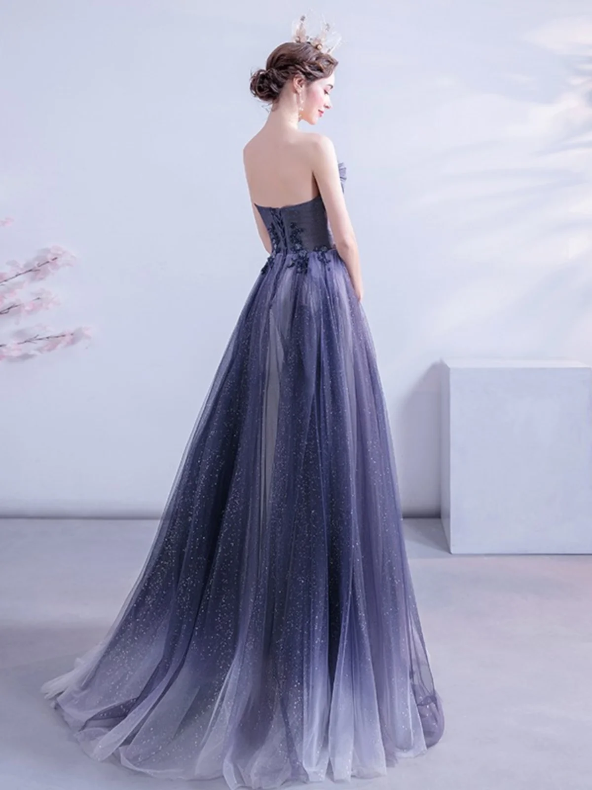 Angel Wedding Dr adient Color Performance Evening Dinner Yearly Meeting Host Wedding Dr 380 Faionable Mid-Waist...