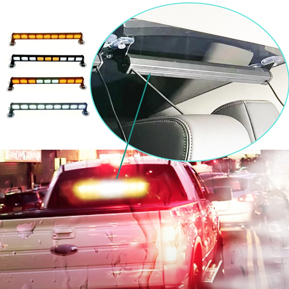 81LED Car Windshield Strobe Visor Flashing Light Safety 4 Colors Changing Police Vehicle Strobe Emergency Warning Signal Lamp