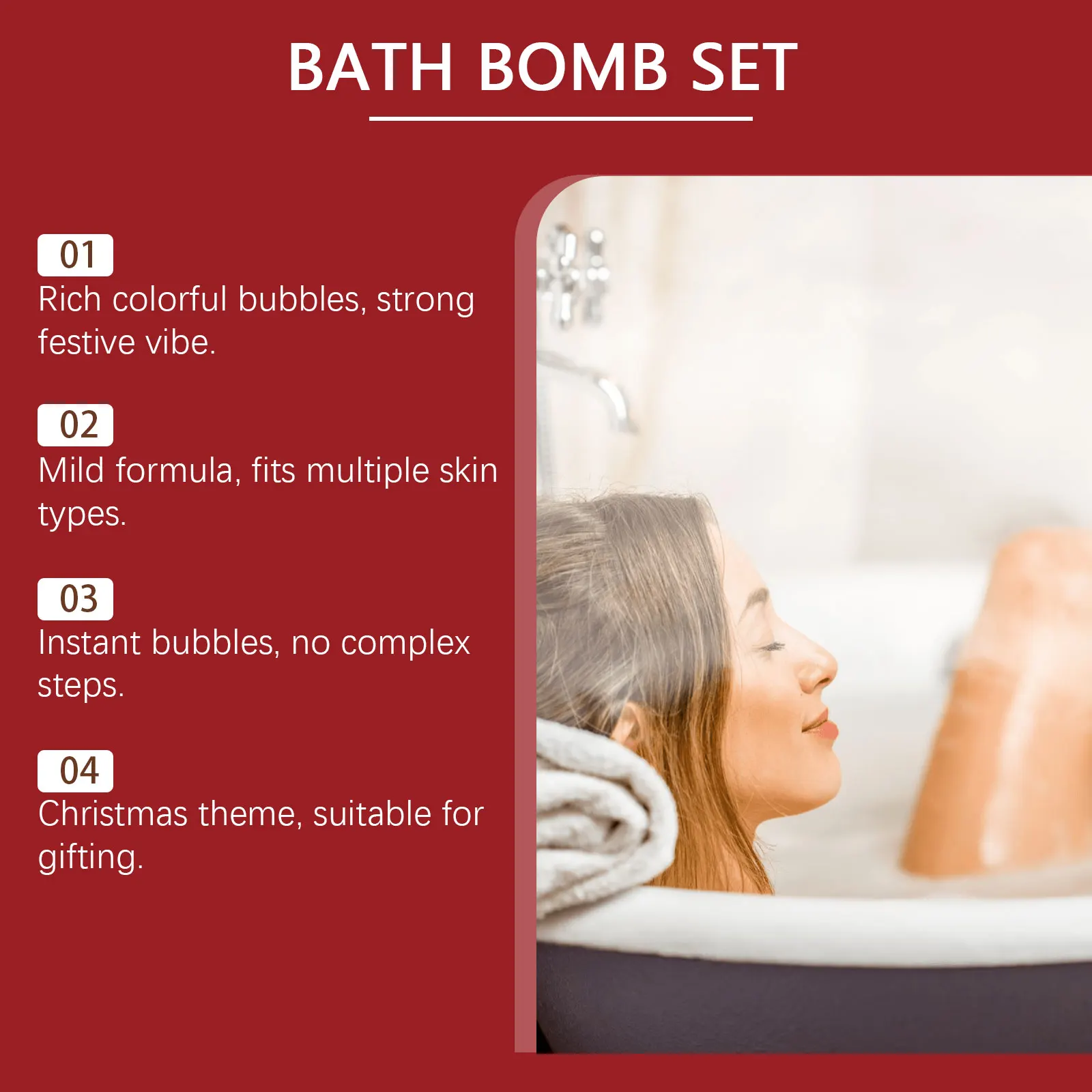 Christmas Colorful Bath Bomb Set Fizzing Bubble Scented Bath Bombs for Spa Shower Body Care Relaxing New Year Christmas Gift