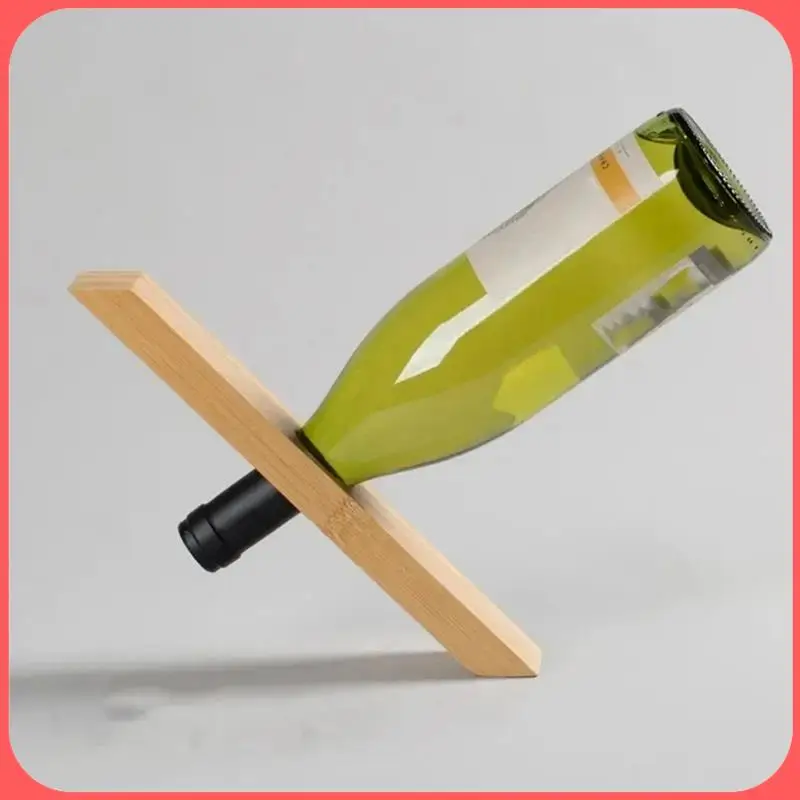 AA89-Balance Estante para vino tinto Decoración de vino de bambú Soporte de exhibición para club de pueblo Decoración Estante para botellas de vino, B Fácil instalación Fácil de usar