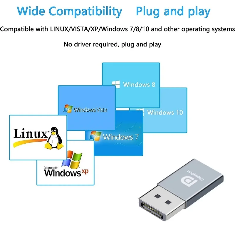 4K DP Dummy Plug Display Emulator Displayport Virtual Monitor Headless Ghost Display EDID Emulator 4K DP Virtual Display Adapter