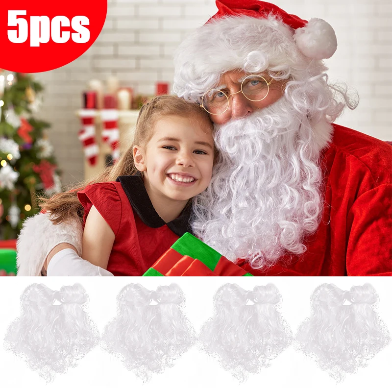 

Christmas Fake Beard Santa Claus White Moustache Xmas Cosplay Props 2025 New Year Party Decoration Supplies Kids Toy Gift Favors