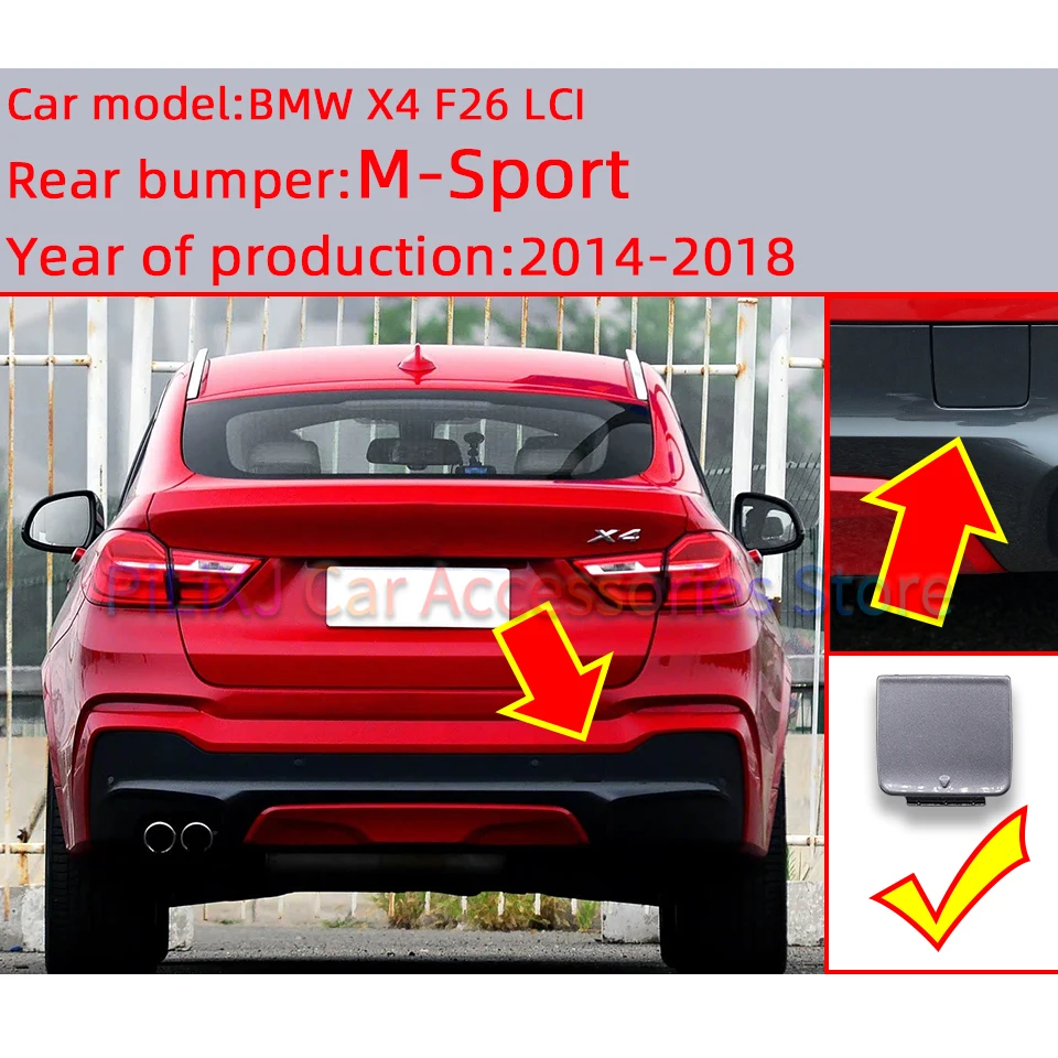 Front Rear Bumper Towing Hauling Hook Cover Cap For BMW X4 F26 LCI M-Sport 2014 2015 2016 2017 2018 #51118065883 51128066750