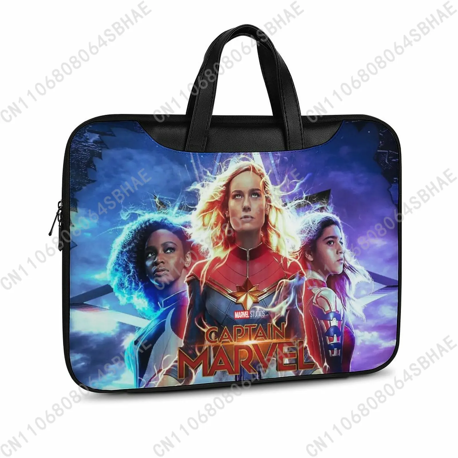 

Marvel Captain Marvel Custom Leather Briefcase Men Woman Laptop Bag Business Retro Genuine Leather Computer Cosplay