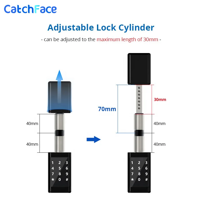 IP65 Waterproof Rechargeable Smart Europe Cylinder Password RFID Card Key Digital Electric Ttlock APP Smart Door Lock Cylinder