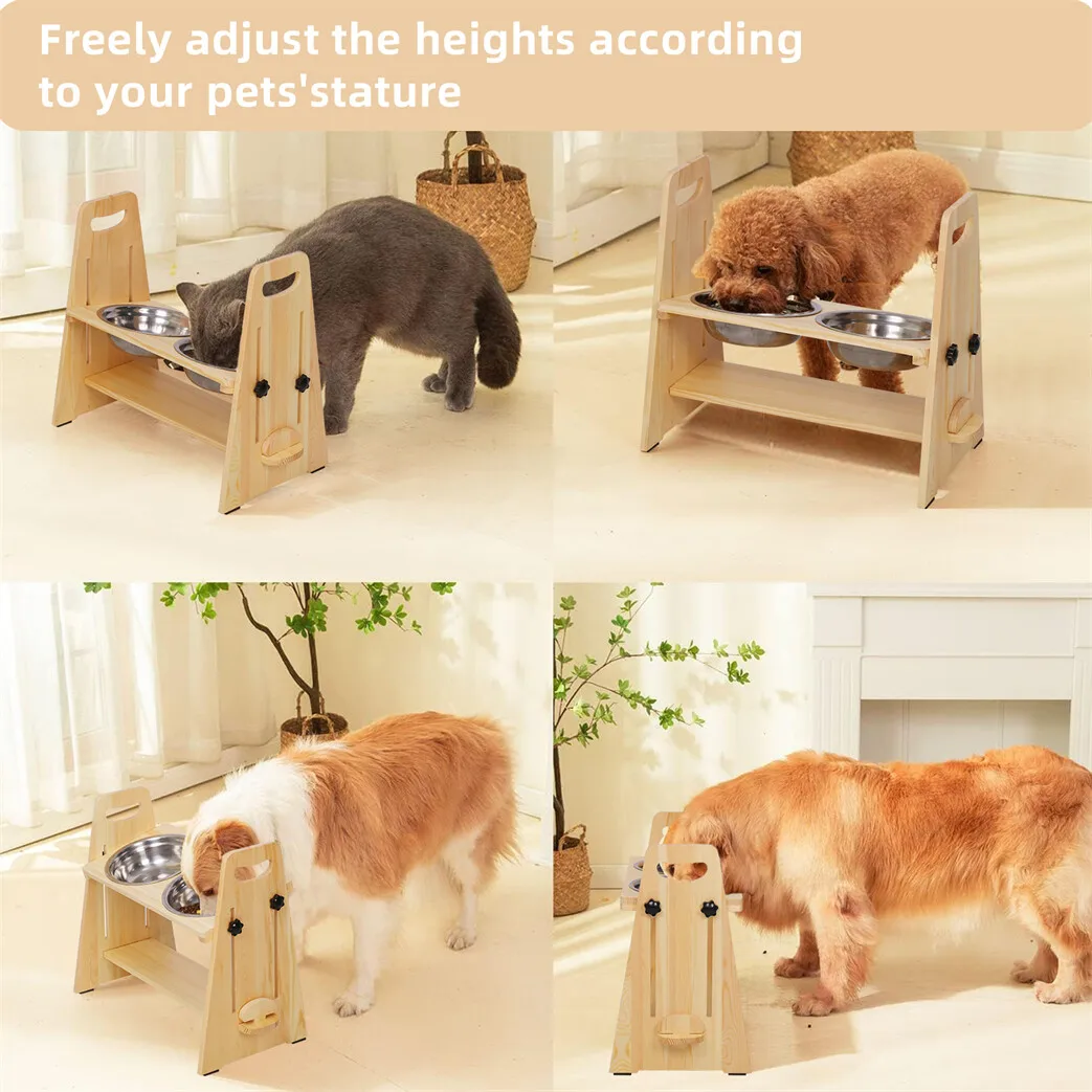 Height Adjustable Elevated Dog Bowls Tall Raised Feeder Stand Dog Food Water Bowl Feeder Station for Large Medium Small Dogs view 8