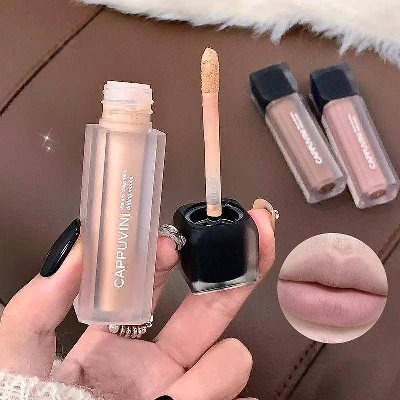 Punk Gothic Lipsticks Matte Velvet Lip Glaze Dark Brown Lip Gloss Waterproof Nude Base Lip Tint Mud Korean Makeup Cosmetics