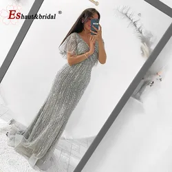 Luxury Dubai Mermaid Evening Dress for Women 2023 Elegant Beads Sequin Handmade V Neck Long Formal Prom Wedding Party Gowns