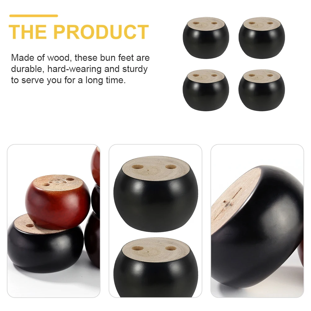 

4 Pcs Wood Bun Sturdy Furniture Wooden Bun Round Sofa Supporting Feet Levelers Round Supporting Feet Vacuum Storage