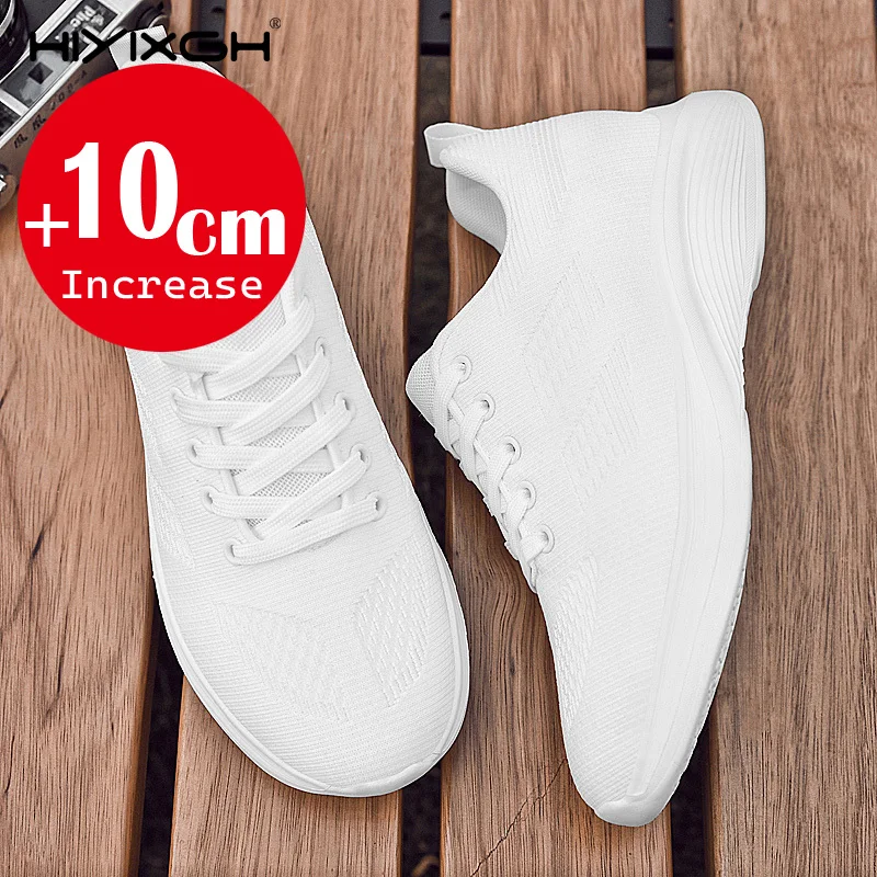 2026New Year Men's Lightweight Breathable Mesh Sneakers Fashionable Inner Height Increase 8cm Casual Shoes Large Size 35-46