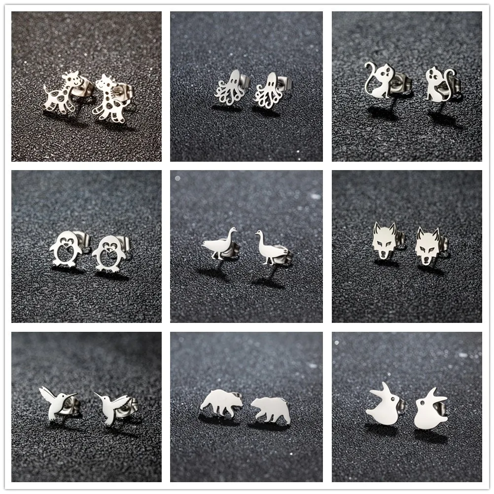Brincos femininos de aço inoxidável, cor dourada, delicado, animal, girafa, tragus, piercing, brincos múltiplos, joias da moda, presentes de festa
