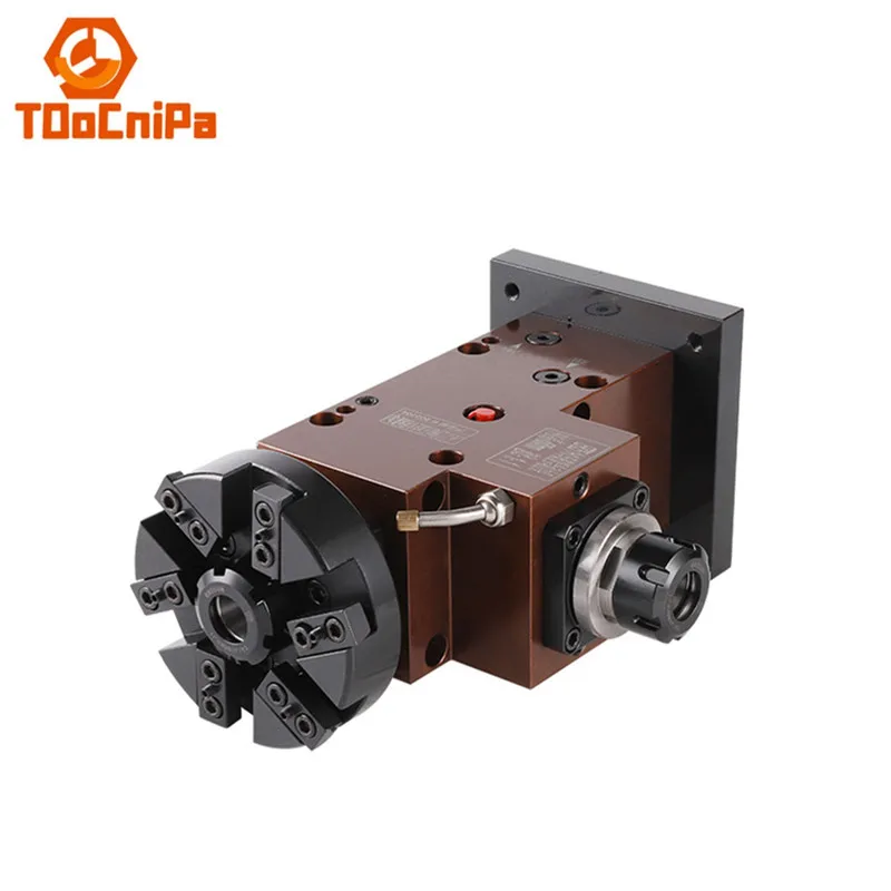 1+1 ER25 Front  Side punching tapping chamfering turning square power head 90 degree power head