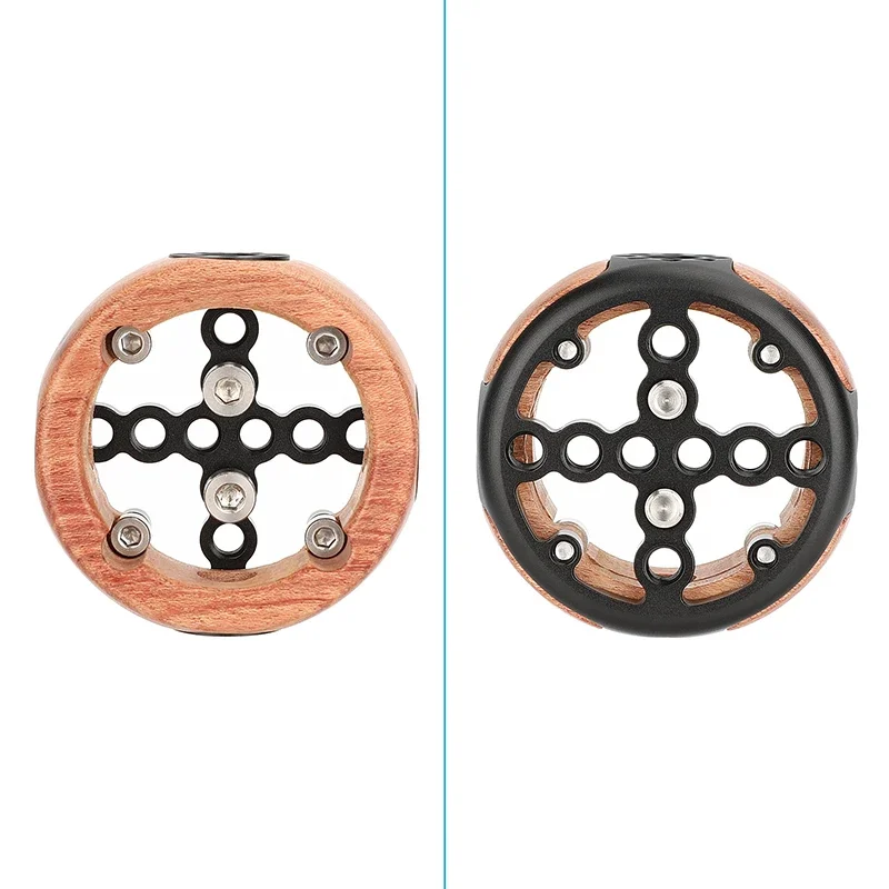 Pegangan Tangan Kayu dengan Benang Aksesori Gaya ARRI 3/8"-16 & Dudukan Sekrup 1/4"-20 (Bulat) untuk Aksesori Kamera DSLR/Tanpa Cermin/Kamera