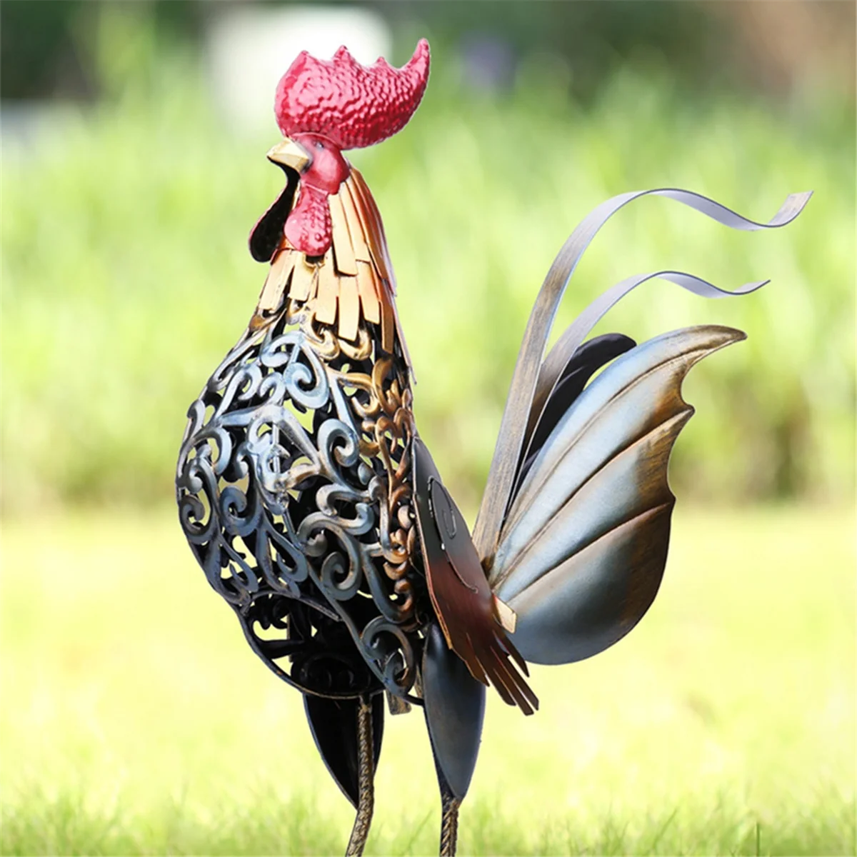 Metal Rooster Decor Chicken Statues for Yard Ornaments Yard Chicken Decoration Outdoor Garden Statues As Shown