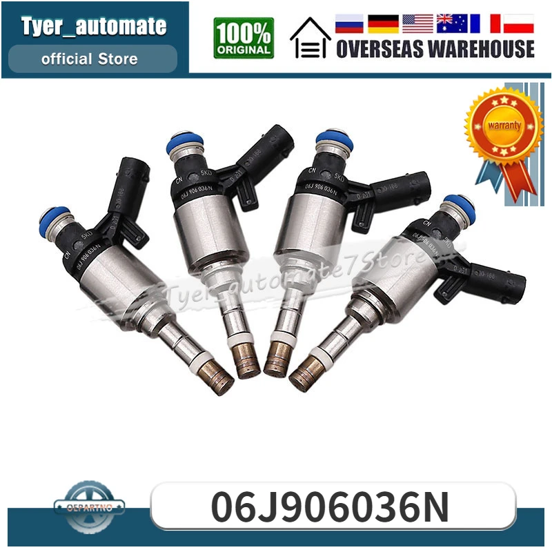 

4PCS Fuel Injectors 06J906036N For Audi A3 A4 A5 A6 Q5 TT Quattro Volkswagen Beetle CC EOS Golf GTI Jetta GLI Passat Passat CC