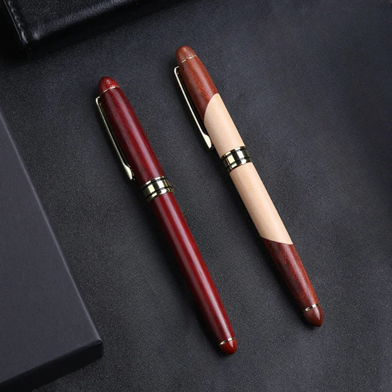 Customized Logo Bamboo Beech Wood Signature Ballpoint Pen Set Laser Engrave Maple Wooden Business Graduation Gift Box