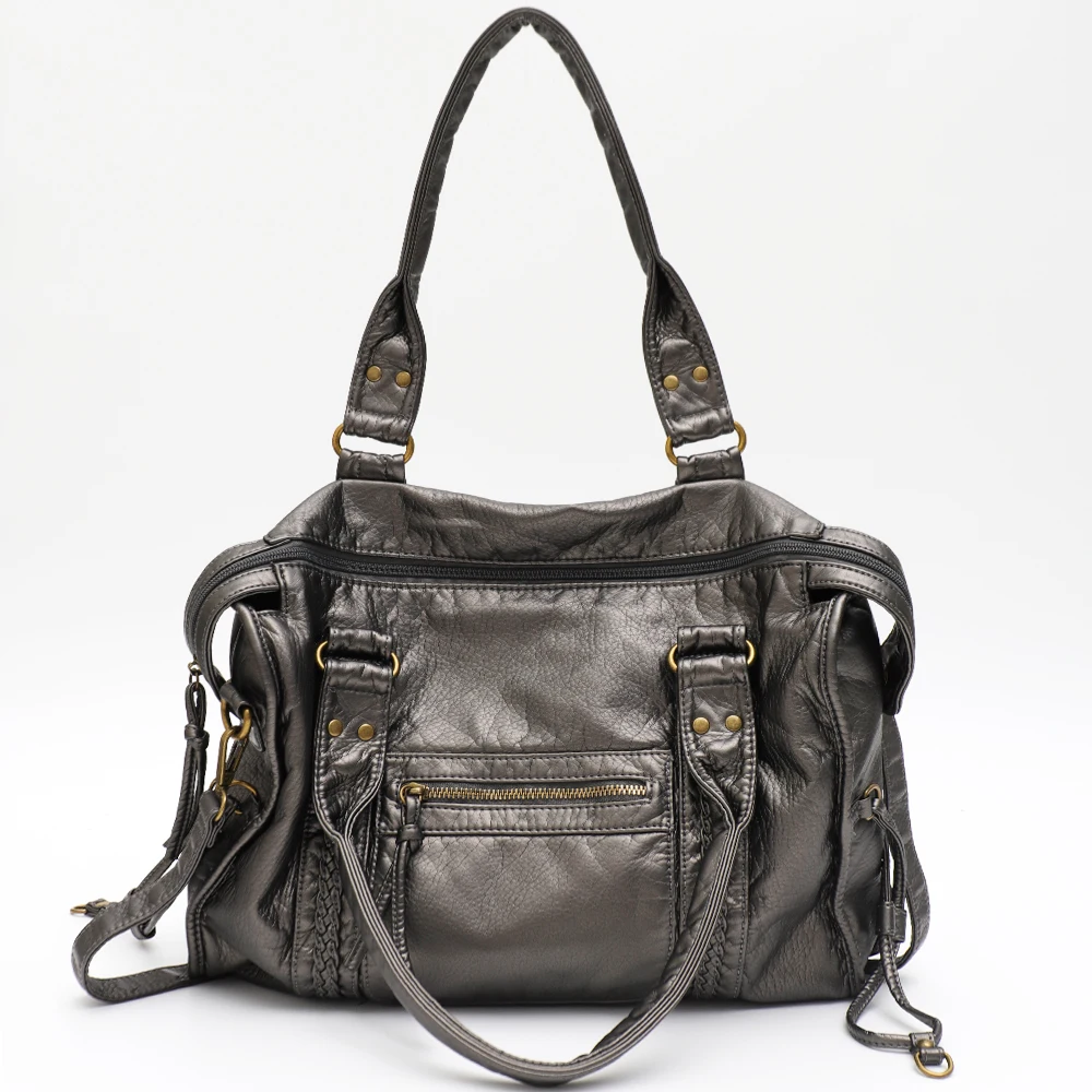 CEZIRA Vintage Washed PU Leather Shoulder Bag Unisex 3