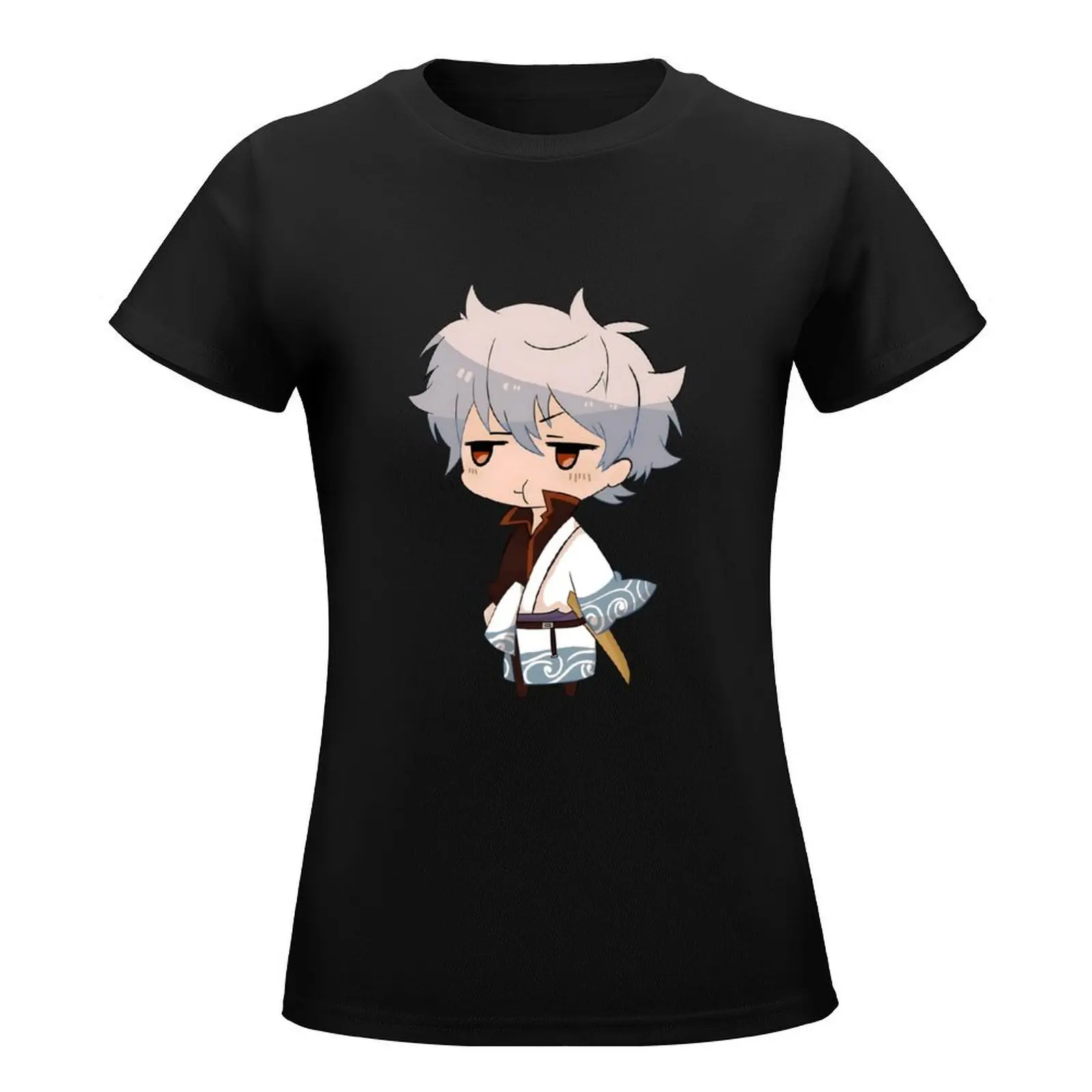 Chibi Gintoki Rain In Space T-Shirt korean fashion blanks workout shirts for Women loose fit