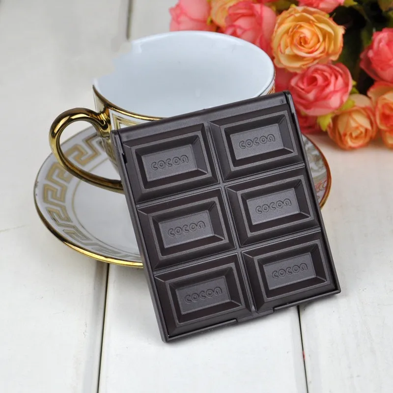 2022 Fashion New 1 Pcs Foldable Lovely Mini Makeup Mirror Chocolate Cookie Shaped Square Pocket Mirror Glass for Women Girl