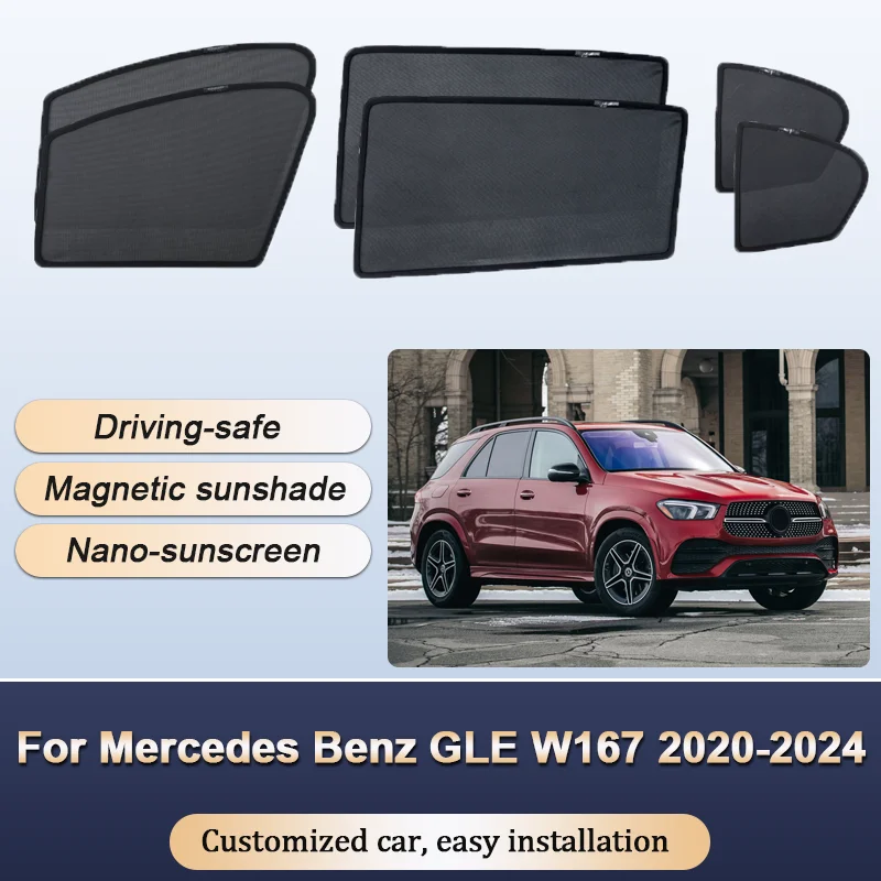 

Car Sunshades For Mercedes Benz GLE W167 2020-2024 Sun Shades Privacy Curtain Magnetic Heat insulation Window Visor Accessories