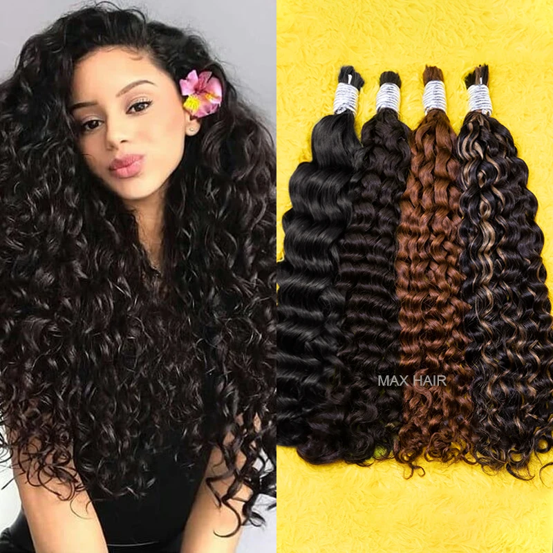 100% Real Virgin Human Hair Bulk Extension Honey Hair Bulk Weaving For Braiding Unprocessed No Weft Loose Deep Wave Hair Bundles