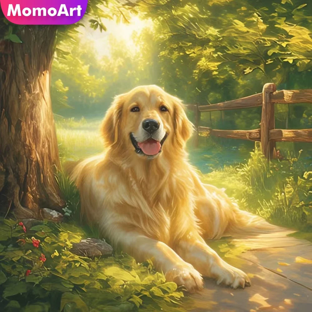 Momoart 5D DIY Diamant-Mosaik Hund Tier Diamantmalerei Muster für Erwachsene Anfänger Stickerei Handarbeit Handgemachtes Geschenk