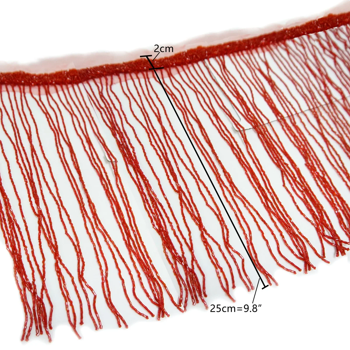 ELYDAISY Long 25cm Red Green Luxury Beads Fringe Lace Trim Bridal Wedding Party Gowns Dresses Sewn Accessories Tassels 2 Yards