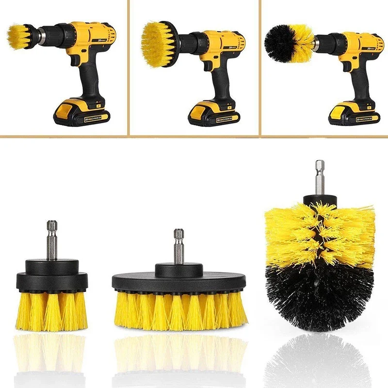 New 3Pcs/Set Power Scrubber Brush Set for Bathroom Drill Scrubber Brush for Cleaning Cordless Drill Attachment Kit Power Scrub