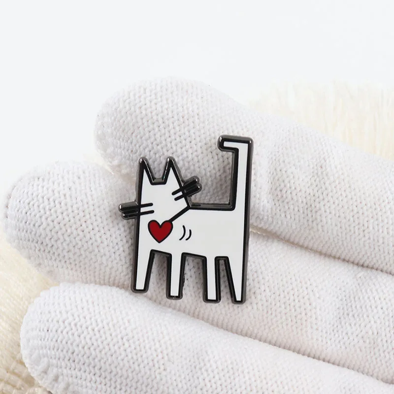 Kais Harling Art Cat المينا دبوس شعبية الكتابة على الجدران نمط بروش معدني حقيبة ظهر الطالب ملحق هدية مجوهرات فريدة من نوعها #5