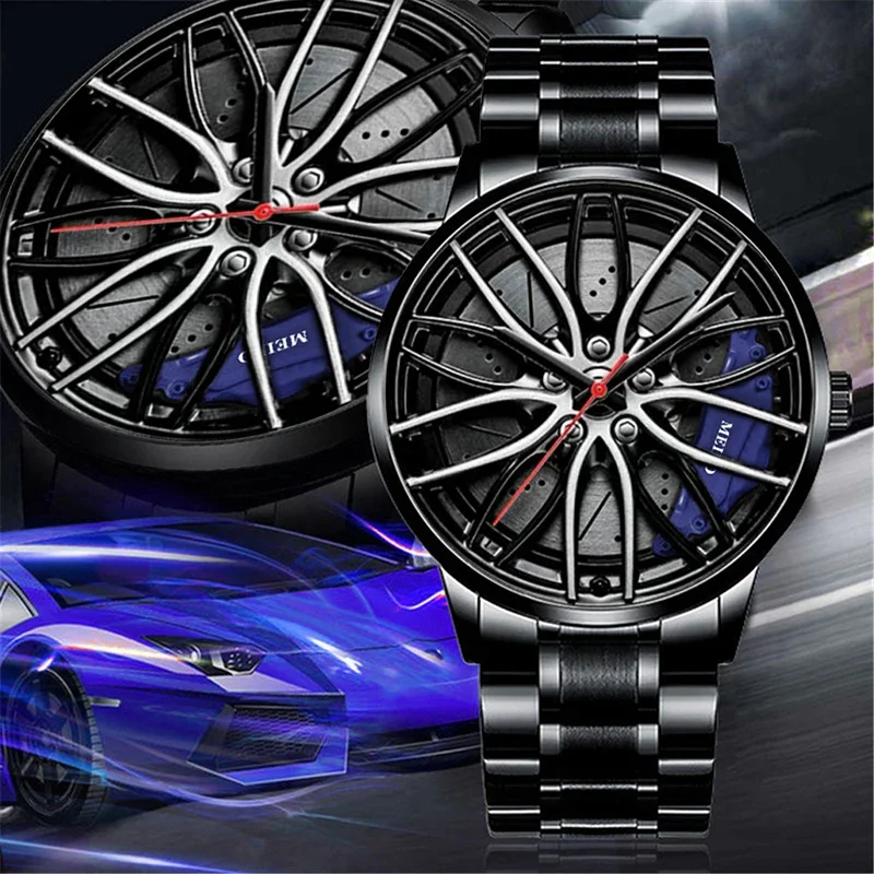 Fashion Mens Luxury Watches Sports Car Watches Sport Rim Hub Wheel Wristwatch Car Quartz Men\'s Watches Creative Watch