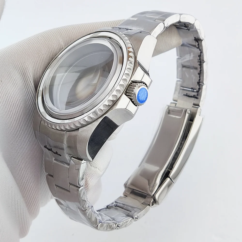 43 مللي متر حافظة رجالية فاخرة NH35 حافظة من زجاج الياقوت مقاومة للماء تناسب 28.5 مللي متر قرص NH35 حافظة ساعة 316L حافظة من الفولاذ المقاوم للصدأ