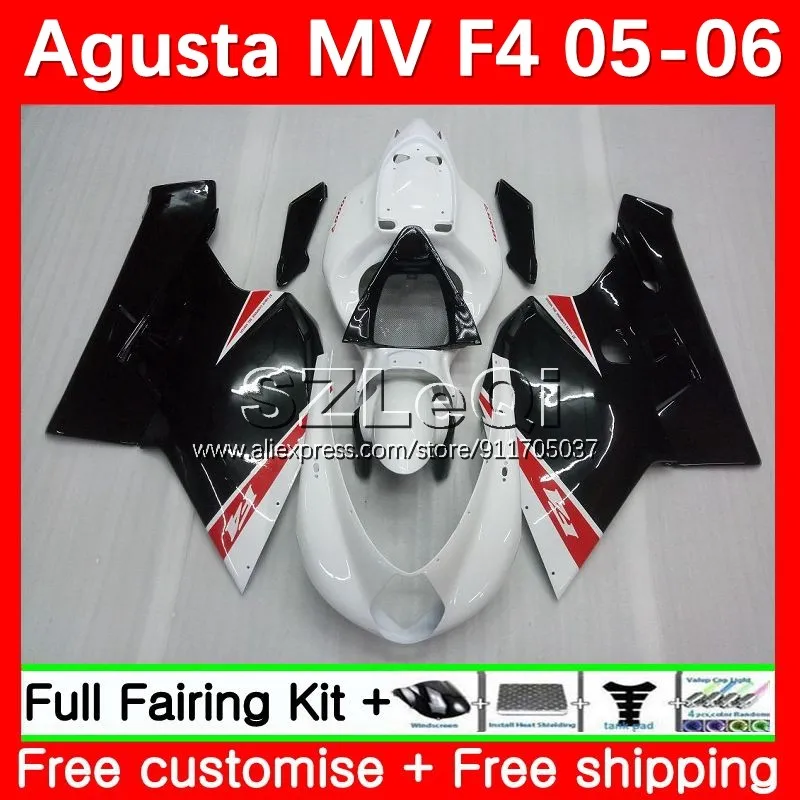 Body + Decal For Agusta MV F4 R312 750S 1000 R 750 1000CC 1000R 05 06 White black 20No.9 MVF4 312 1078 1+1 2005 2006 Fairings