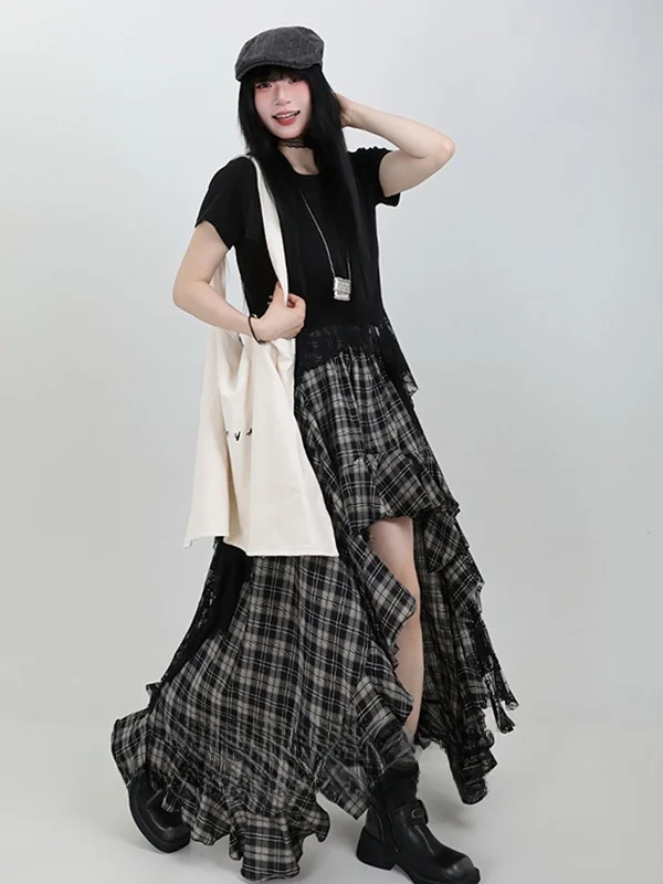 

Новинка лета 2025: Модный повседневный комплект из укороченного топа и юбки для женщин, облегающий крой, короткий рукав, круглый вырез, две части