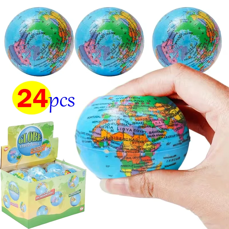 Earth Squeeze Balls Soft Foam Globe Stress Relief Squeeze Toys Hand Wrist Exercise Sponge Toy for Kids Adults Educational Gifts