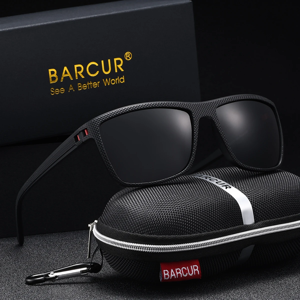 BARCUR Marke Klassische Männer Sonnenbrille Komfort Langlebig PC Rechteckigen Rahmen TAC Objektiv Vielseitig Alter Polarisierte Sonnenbrille 7
