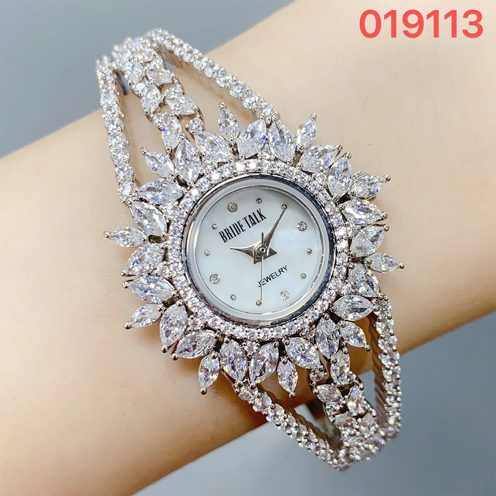 019113 Luxury Women\'s Watches Cubic Zircon Full CZ Bangle Watch for Lady\'s Wedding Party Fashion Jewelry  Accessory