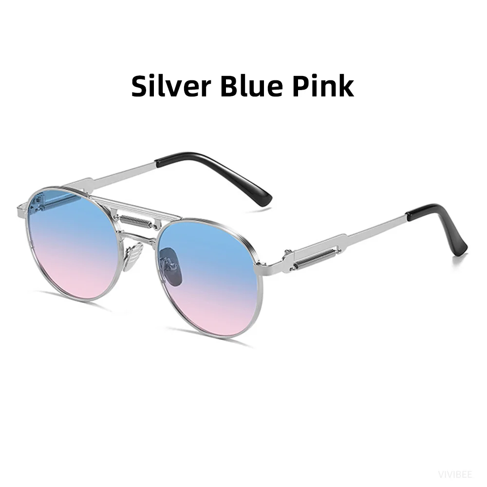 VIVIBEE Runde Steampunk-Sonnenbrille Vintage Herren UV400 Metall Hip-Hop 2026 Sonnenbrille Damen Hochwertige Retro-Brille – Detail 14