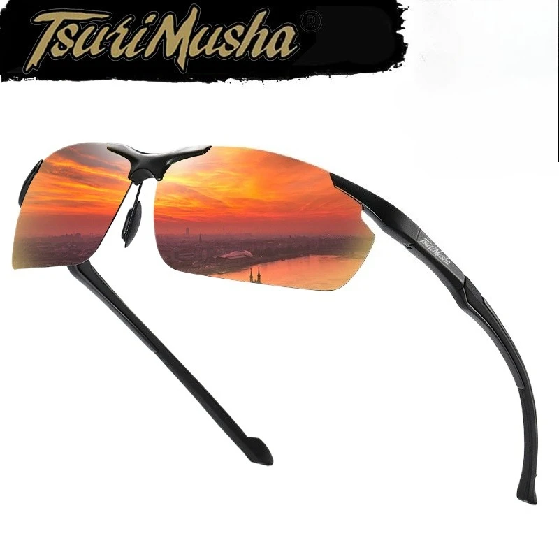 

Японские алюминиево-магниевые поляризационные очки для рыбалки и велоспорта с изменением цвета, полуоправа, для вождения и ночного видения