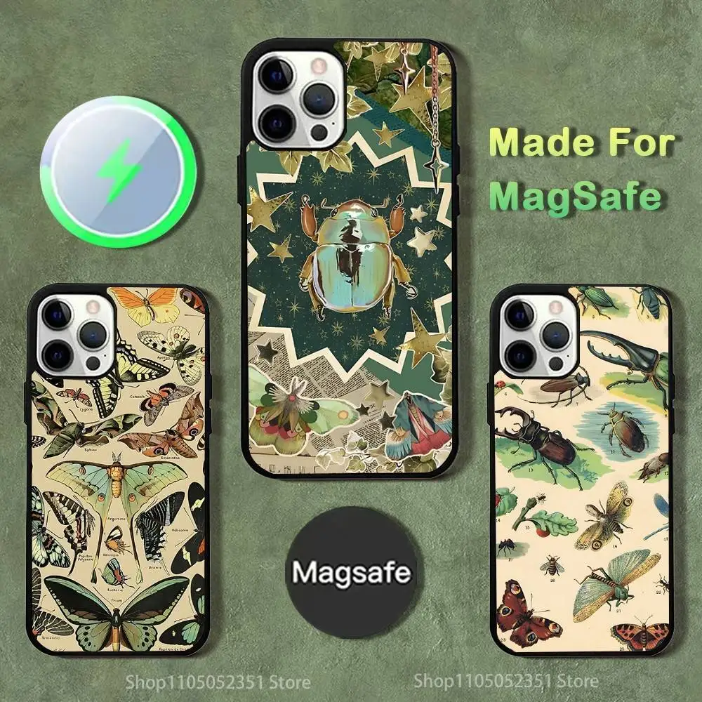 

Insects And Bugs Phone Case For iPhone 16,15,14,13,12,11,Pro,Max,Plus,Mini,SE4,E Magnetic Magsafe Wireless Charging